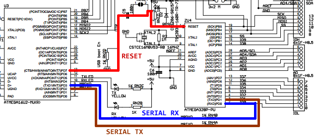 Resultado de imagen de arduino uno serial schematic